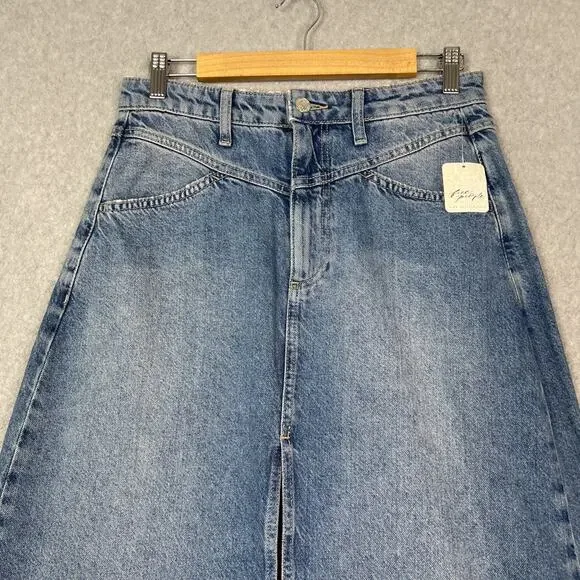 Free People We The Free Size 4 Come As You Are Denim Maxi Skirt in Sapphire Blue - Picture 3 of 10